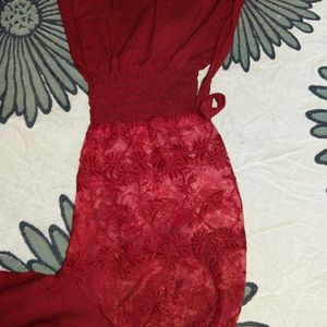 Beautiful Maroon Jumpsuit With 2 pockets