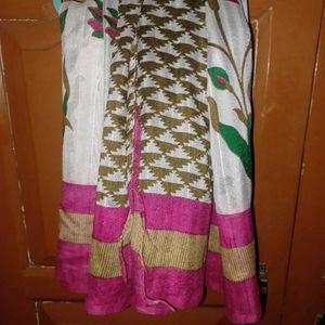 Poly Cotton Saree⬜️💛🔹️