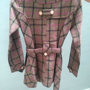 BROWN CHECKERED LONG JACKET