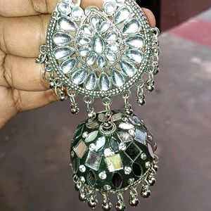 Mirror Work Jhumka Earrings &Stude