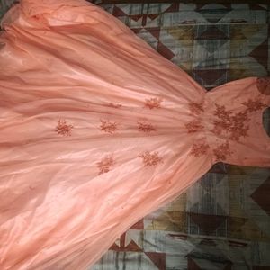 Peach Net Simple Gown