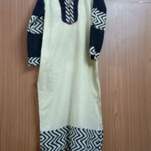 Cream With Black Colour Kurta Used Rarely