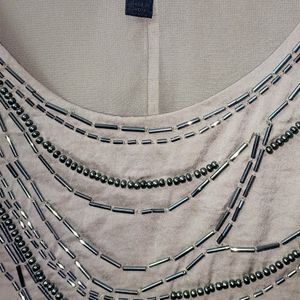 Metallic Top With Bead Work