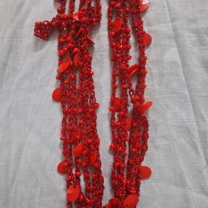 Red Necklace With Multiple Layers