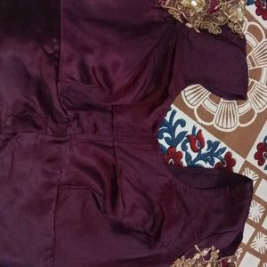 Half Sleeve Thread Work Blouse,Used,