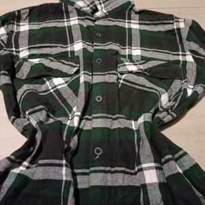 GREEN CHECKED RELAX FIT COTTON SHIRT