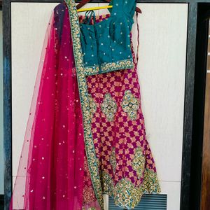 Purple Green Lehnga Choli