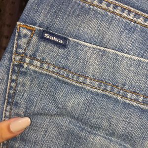 Salsa Mid Blue Raw Hem Jeans