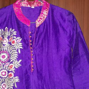 Purple Kurta With Embroidery Work