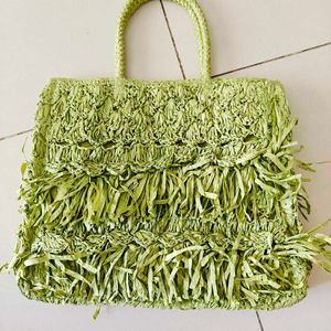 Rafia Boho Fringe Tote Bag