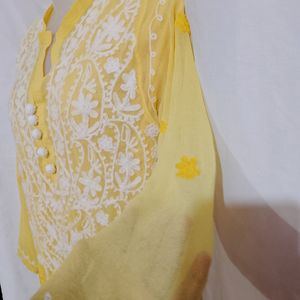 Yellow Chikankaari Kurta