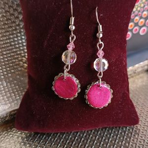 Pink Clay earrings With crystals