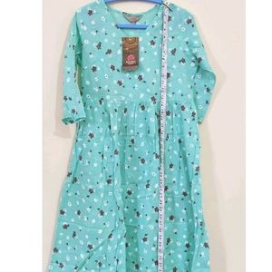 Green Long Kurti Cotton