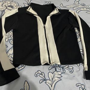 Black And White Crop Jacket