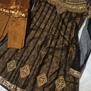 Girl Aline Frock With Bottom And Dupatta Set