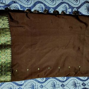 🤎 Beautiful Brown Saree With Blouse 😍