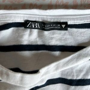 ZARA Crop Top - Black And White Stripped - New