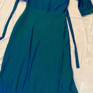 Peacock blue A Line Pleated kurta