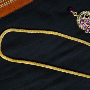 Glod Plated Thick Necklace With Pendant