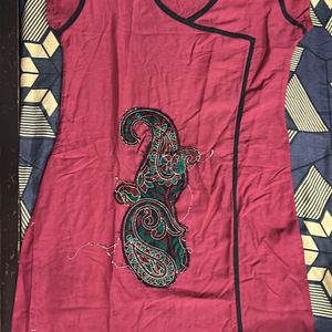 Reddish Maroon Kurti With Border