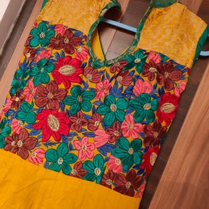 Yellow & Green Anarkali Kurta(Women)