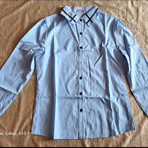 Korean Office/work Wear Shirt For Women Blue