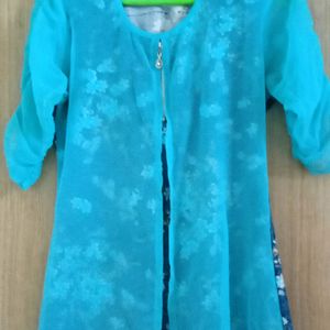 Cyan Colour Top Of Banarasi Silk