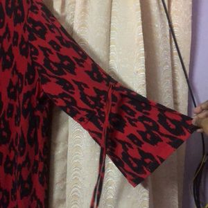 Imported Top/Tunic Red Leopard Prints