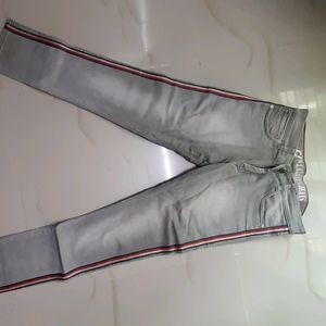 Men Slim Fit Jeans Grey (M)