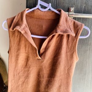 Collar V Neck Top