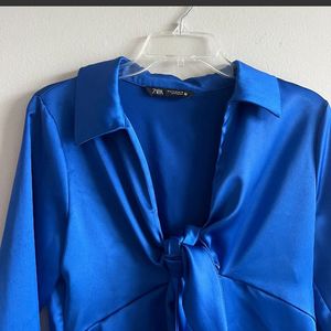 ZARA Blue Satin  Dress