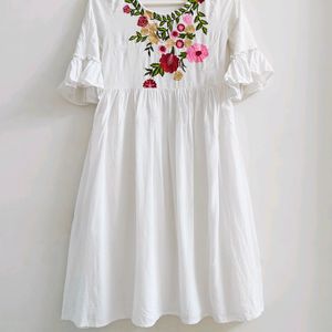 Embroidered Milky (Bright) White Tunic