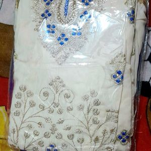 White And Blue Patiyala Suit