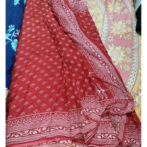 Beautiful Red And Blue Saree Combo