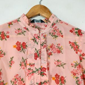 Peach Printed Casual Top