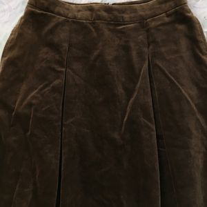 High Waist Pleated Velvet Skirt