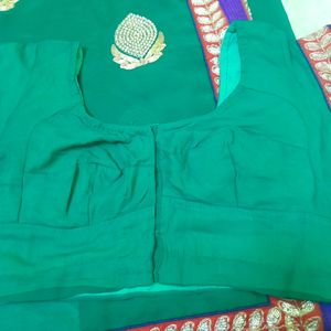 Green Saree With Jari Work