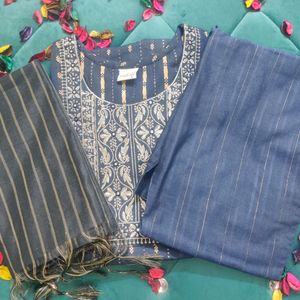 Straight Suit With Dupatta And Pant