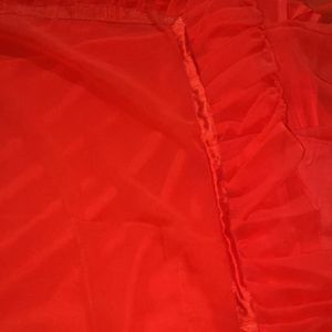 red ruffle saree very beautiful new condition