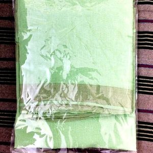 Green Colour Pure Cotton Saree With Golden Boder