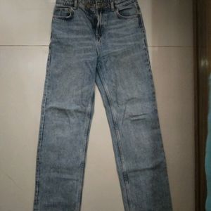 Ice Blue Straight Leg Jeans With Rayon Top