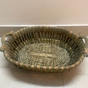 Wicker Basket with Wood Handles, Woven, Storage Ba