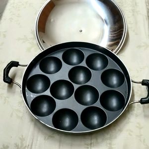 🍪TOSAA 12 CAVITY APPAM PATRA SIDE HANDLE WITH LID