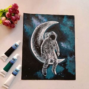 Astronaut Moon Painting