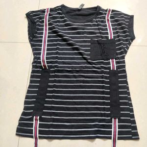 Black With White Strips Top