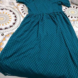 teal georgette maternity dress with zip, XL Size