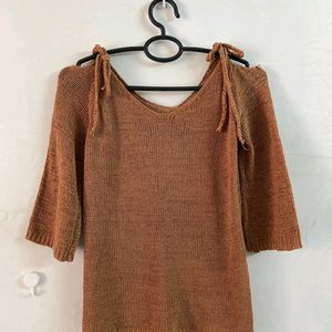 Brown Top (M) +  Earrings