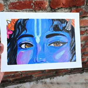 KRISHNA EYES ACRYLIC COLOUR PAINTING A5 SIZE