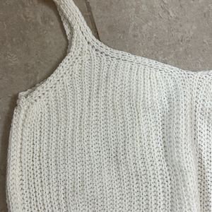 Knitted White Crop Top