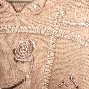 Peach Embroided Sweater